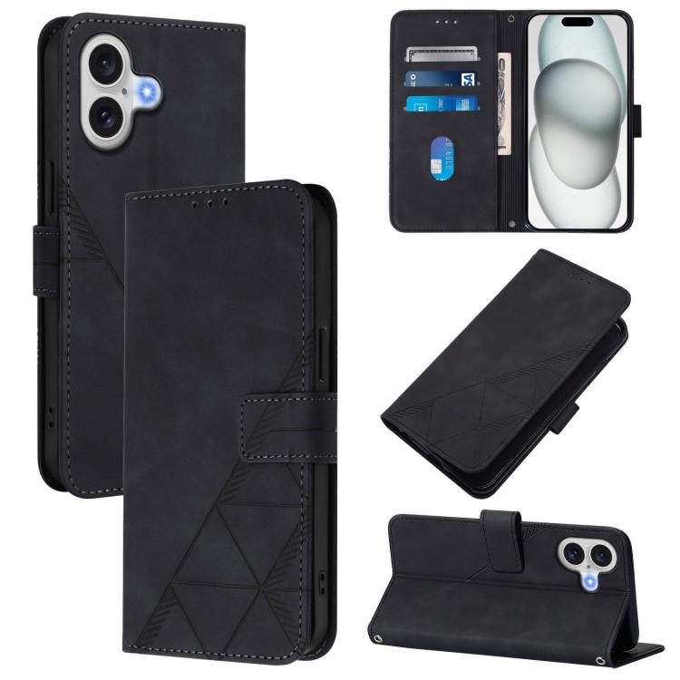 Crossbody 3D Embossed Flip Leather Phone Case, For iPhone 16e / 17e, For iPhone 17 Pro Max, For iPhone 17 Pro, For iPhone 17, For iPhone Air, For iPhone 16 Pro Max, For iPhone 16 Pro, For iPhone 16 Plus