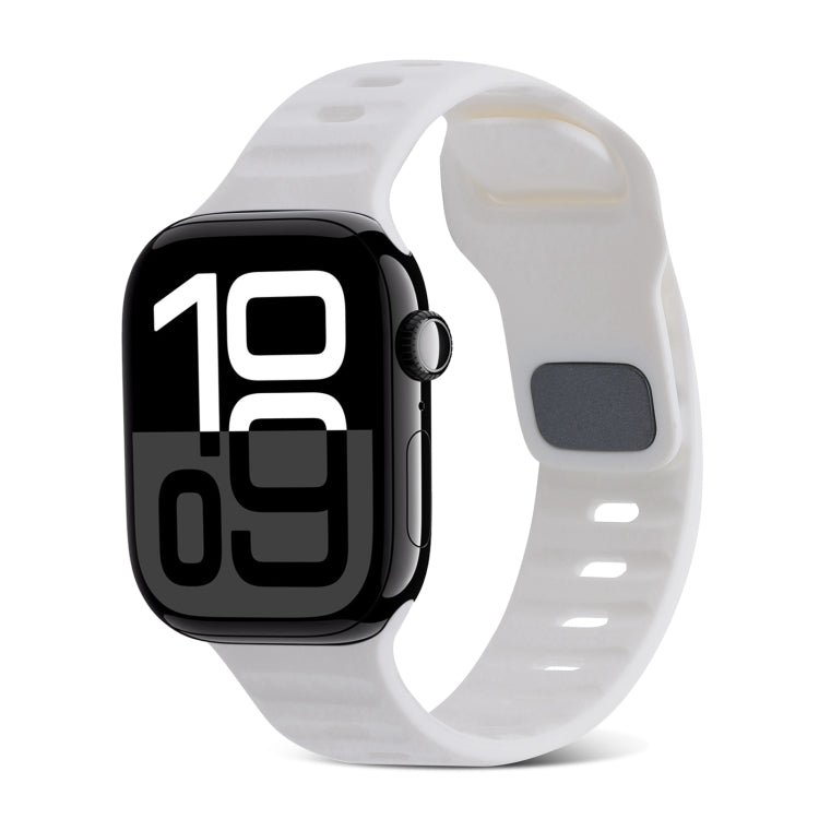 Square Buckle Stripes Silicone Watch Band, For Apple Watch Series 10 46mm, For Apple Watch Series 10 42mm