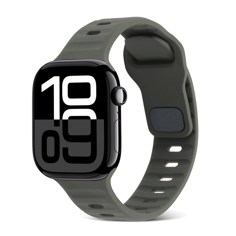 Square Buckle Stripes Silicone Watch Band, For Apple Watch Series 10 46mm, For Apple Watch Series 10 42mm