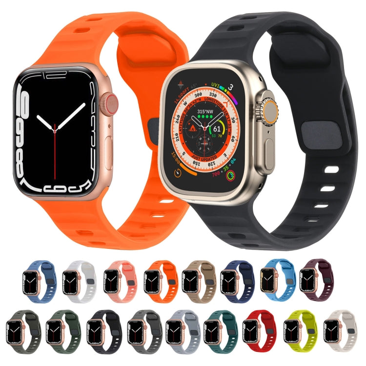 Square Buckle Stripes Silicone Watch Band, For Apple Watch Ultra 2 49mm, For Apple Watch Series 9 45mm