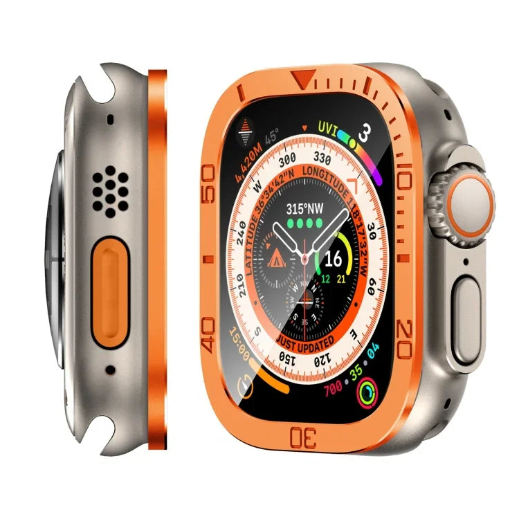 Number Ring Metal Frame Integrated Tempered Film, For Apple Watch Ultra 1 / 2 / 3 49mm