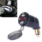 German EU Plug Special Motorcycle Elbow Charger Dual USB Voltmeter 4.2A Charger, Black, Blue, Red, Gold