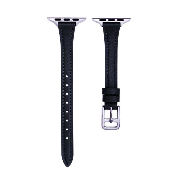 T-shaped Slim Genuine Leather Watch Band, For Apple Watch Series 7 41mm, For Apple Watch Series 7 45mm, For Apple Watch SE 40mm, For Apple Watch SE 44mm, For Apple Watch Series 6 40mm, For Apple Watch Series 6 44mm