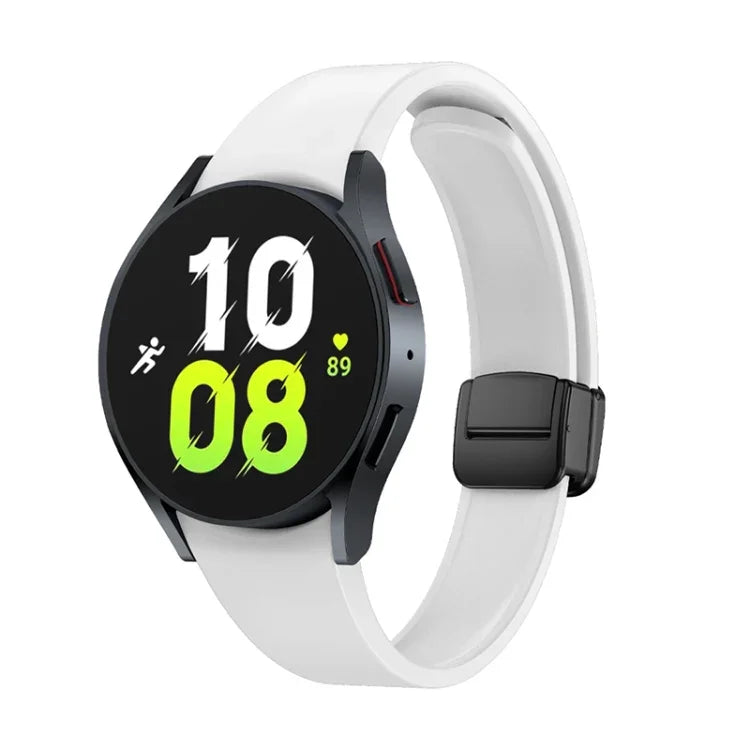 Magnetic Folding Black Buckle Silicone Watch Band, For Samsung Galaxy Watch 6