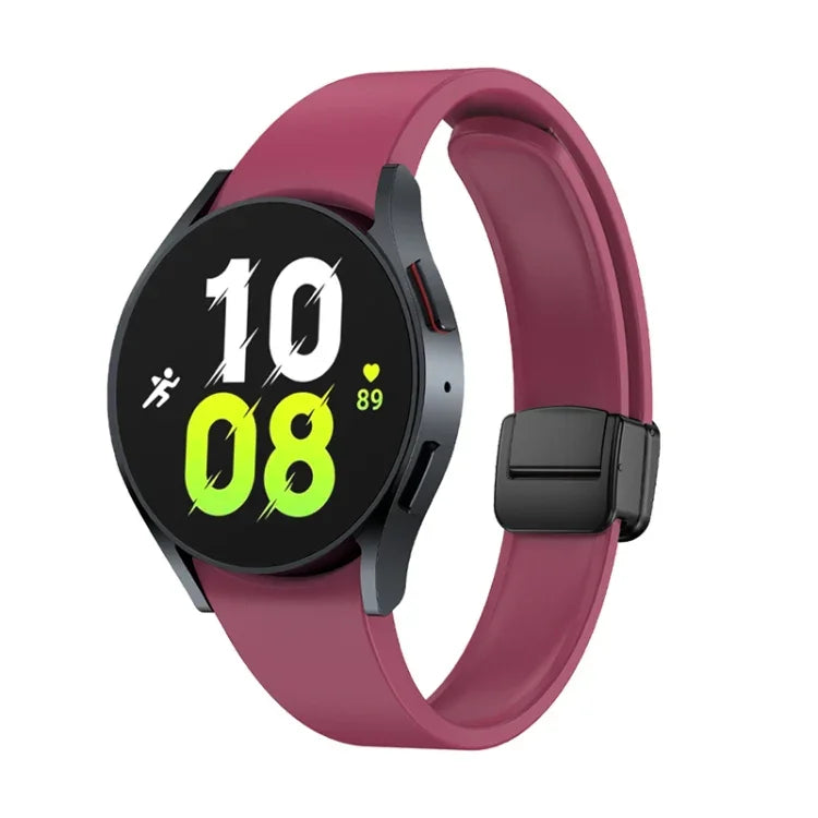 Magnetic Folding Black Buckle Silicone Watch Band, For Samsung Galaxy Watch 6