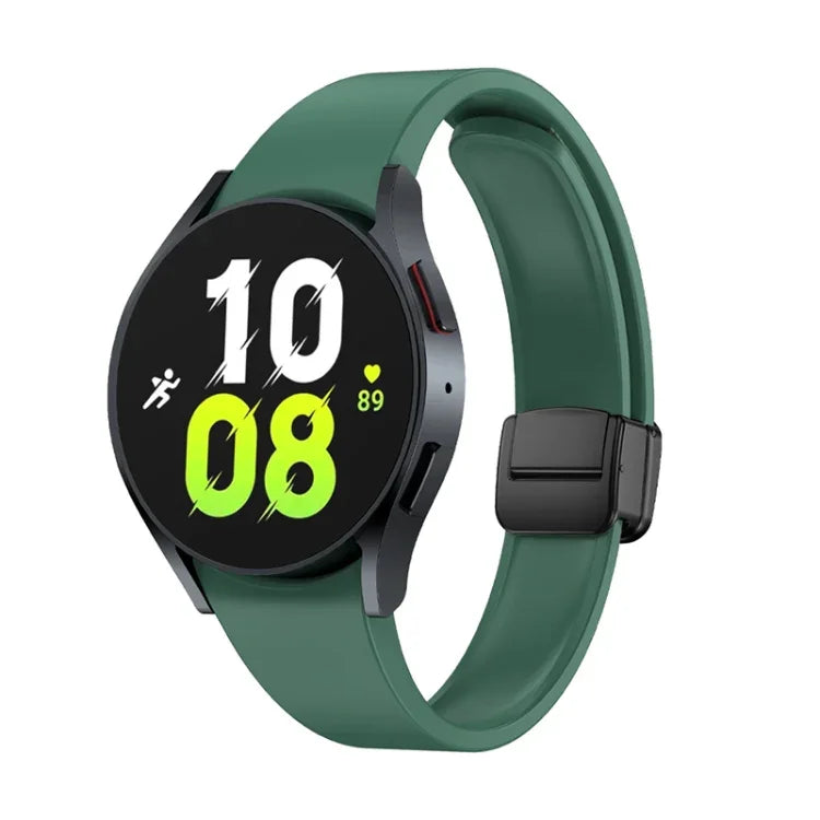 Magnetic Folding Black Buckle Silicone Watch Band, For Samsung Galaxy Watch 6