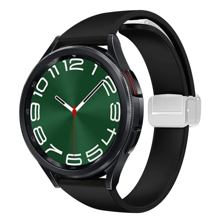 Magnetic Silver Buckle Slim Silicone Watch Band, For Samsung Galaxy Watch 6 / 6 Classic