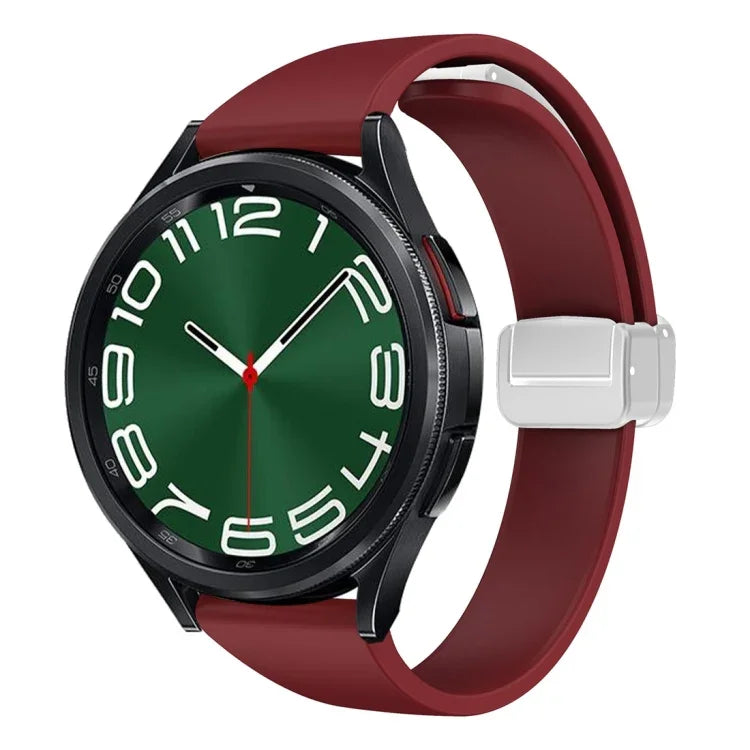 Magnetic Silver Buckle Slim Silicone Watch Band, For Samsung Galaxy Watch 6 / 6 Classic