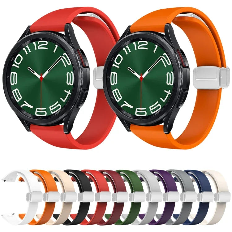 Magnetic Silver Buckle Slim Silicone Watch Band, For Samsung Galaxy Watch 6 / 6 Classic