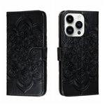 Sun Mandala Embossing Leather Phone Case, For iPhone 16e / 17e, For iPhone 17 Pro Max, For iPhone 17 Pro, For iPhone 17, For iPhone Air, For iPhone 15 Pro Max