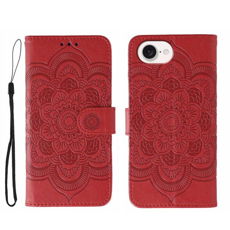 Sun Mandala Embossing Leather Phone Case, For iPhone 16e / 17e, For iPhone 17 Pro Max, For iPhone 17 Pro, For iPhone 17, For iPhone Air, For iPhone 15 Pro Max