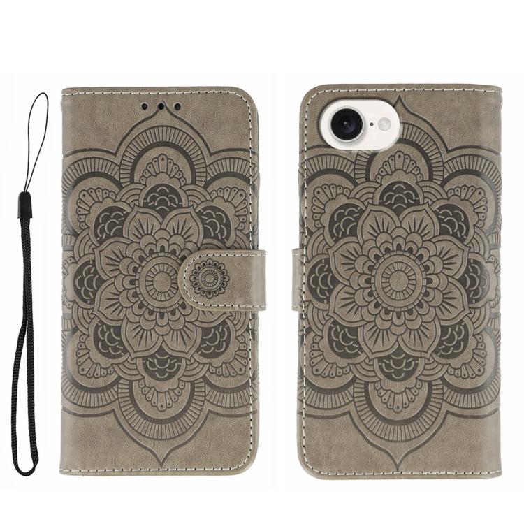 Sun Mandala Embossing Leather Phone Case, For iPhone 16e / 17e, For iPhone 17 Pro Max, For iPhone 17 Pro, For iPhone 17, For iPhone Air, For iPhone 15 Pro Max