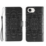 Sun Mandala Embossing Leather Phone Case, For iPhone 16e / 17e, For iPhone 17 Pro Max, For iPhone 17 Pro, For iPhone 17, For iPhone Air, For iPhone 15 Pro Max