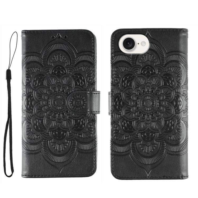 Sun Mandala Embossing Leather Phone Case, For iPhone 16e / 17e, For iPhone 17 Pro Max, For iPhone 17 Pro, For iPhone 17, For iPhone Air, For iPhone 15 Pro Max