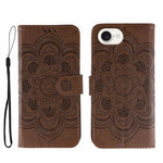 Sun Mandala Embossing Leather Phone Case, For iPhone 16e / 17e, For iPhone 17 Pro Max, For iPhone 17 Pro, For iPhone 17, For iPhone Air, For iPhone 15 Pro Max