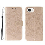 Sun Mandala Embossing Leather Phone Case, For iPhone 16e / 17e, For iPhone 17 Pro Max, For iPhone 17 Pro, For iPhone 17, For iPhone Air, For iPhone 15 Pro Max