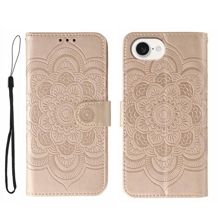 Sun Mandala Embossing Leather Phone Case, For iPhone 16e / 17e, For iPhone 17 Pro Max, For iPhone 17 Pro, For iPhone 17, For iPhone Air, For iPhone 15 Pro Max