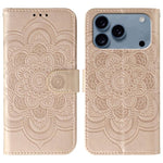 Sun Mandala Embossing Leather Phone Case, For iPhone 16e / 17e, For iPhone 17 Pro Max, For iPhone 17 Pro, For iPhone 17, For iPhone Air, For iPhone 15 Pro Max