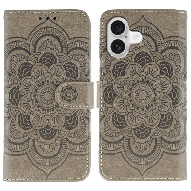 Sun Mandala Embossing Leather Phone Case, For iPhone 16e / 17e, For iPhone 17 Pro Max, For iPhone 17 Pro, For iPhone 17, For iPhone Air, For iPhone 15 Pro Max