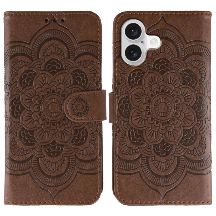 Sun Mandala Embossing Leather Phone Case, For iPhone 16e / 17e, For iPhone 17 Pro Max, For iPhone 17 Pro, For iPhone 17, For iPhone Air, For iPhone 15 Pro Max