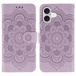 Sun Mandala Embossing Leather Phone Case, For iPhone 16e / 17e, For iPhone 17 Pro Max, For iPhone 17 Pro, For iPhone 17, For iPhone Air, For iPhone 15 Pro Max