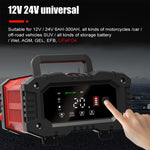 FOXSUR 12V / 24V 20A 300W Portable Motorcycle Car Smart Battery Charger, 20A