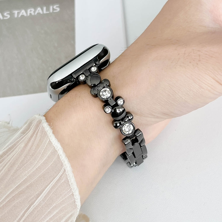 Metal Diamond Bear Chain Watch Band, For Apple Watch SE 2022 44mm, For Apple Watch Series 7 41mm, For Apple Watch Series 7 45mm, For Apple Watch SE 40mm, For Apple Watch SE 44mm, For Apple Watch Series 6 40mm, For Apple Watch Series 6 44mm             ...