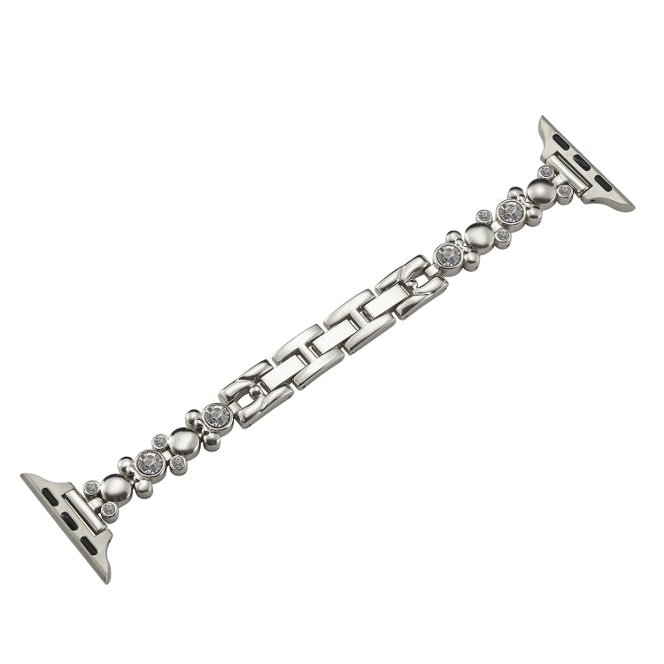 Metal Diamond Bear Chain Watch Band, For Apple Watch SE 2022 44mm, For Apple Watch Series 7 41mm, For Apple Watch Series 7 45mm, For Apple Watch SE 40mm, For Apple Watch SE 44mm, For Apple Watch Series 6 40mm, For Apple Watch Series 6 44mm             ...