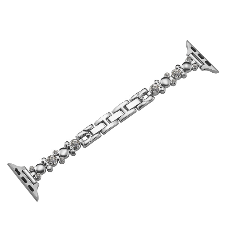 Metal Diamond Bear Chain Watch Band, For Apple Watch SE 2022 44mm, For Apple Watch Series 7 41mm, For Apple Watch Series 7 45mm, For Apple Watch SE 40mm, For Apple Watch SE 44mm, For Apple Watch Series 6 40mm, For Apple Watch Series 6 44mm             ...