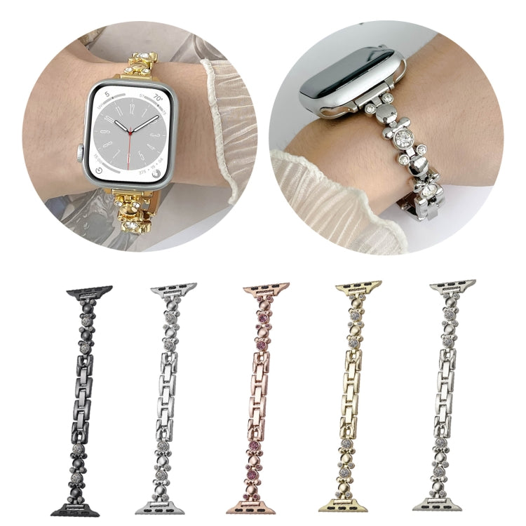 Metal Diamond Bear Chain Watch Band, For Apple Watch SE 2022 44mm, For Apple Watch Series 7 41mm, For Apple Watch Series 7 45mm, For Apple Watch SE 40mm, For Apple Watch SE 44mm, For Apple Watch Series 6 40mm, For Apple Watch Series 6 44mm             ...