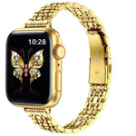 Slim Seven Bead Slingshot Buckle Metal Watch Band, For Apple Watch SE 40mm, For Apple Watch SE 44mm, For Apple Watch Series 6 40mm, For Apple Watch Series 6 44mm, For Apple Watch Series 5 44mm, For Apple Watch Series 5 40mm, For Apple Watch Series 4 44...