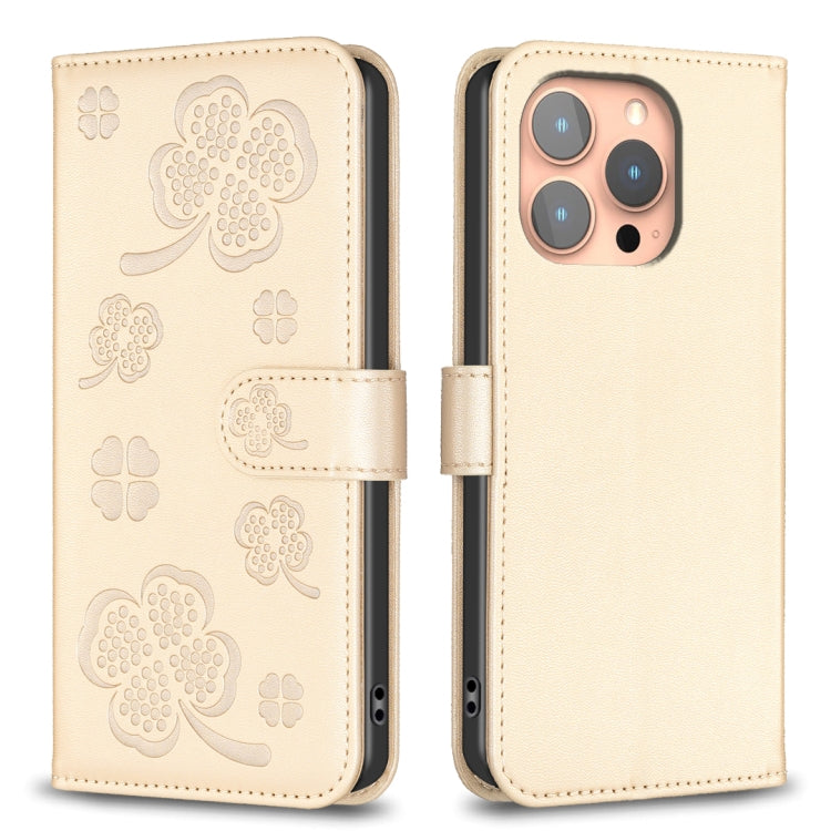 Four-leaf Embossed Leather Phone Case, For iPhone 18 Pro/17 Pro, For iPhone 18 Pro Max/17 Pro Max, For iPhone 17, For iPhone 17 Air, For iPhone 16 Pro Max, For iPhone 16 Pro, For iPhone 16 Plus, For iPhone 16