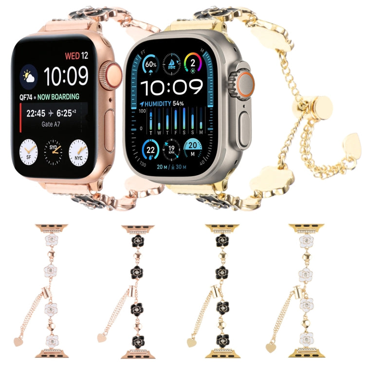 Camellia Metal Chain Bracelet Watch Band, For Apple Watch SE 40mm, For Apple Watch SE 44mm, For Apple Watch Series 6 40mm, For Apple Watch Series 6 44mm, For Apple Watch Series 5 44mm, For Apple Watch Series 5 40mm, For Apple Watch Series 4 44mm       ...