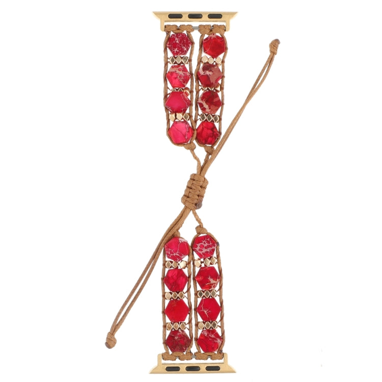 Hexagonal Stones Drawstring Chain Watch Band, For Apple Watch SE 40mm, For Apple Watch SE 44mm, For Apple Watch Series 6 40mm, For Apple Watch Series 6 44mm, For Apple Watch Series 5 44mm, For Apple Watch Series 5 40mm, For Apple Watch Series 4 44mm   ...