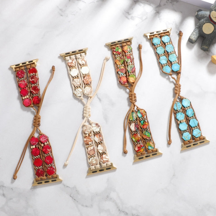 Hexagonal Stones Drawstring Chain Watch Band, For Apple Watch SE 40mm, For Apple Watch SE 44mm, For Apple Watch Series 6 40mm, For Apple Watch Series 6 44mm, For Apple Watch Series 5 44mm, For Apple Watch Series 5 40mm, For Apple Watch Series 4 44mm   ...