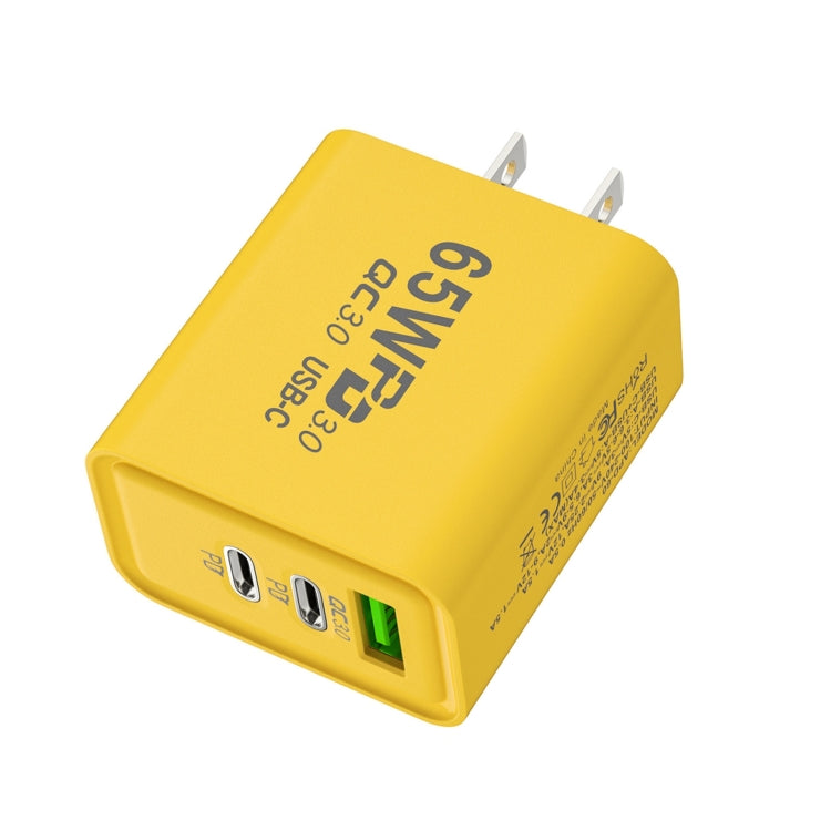 65W Gallium Nitride USB + Type-C Fast Charging Charger, EU Plug, US Plug