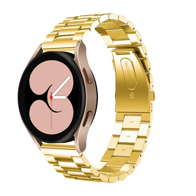 Flat Head Three-bead Stainless Steel Watch Band, For Samsung Galaxy Watch6 / 6 Classic