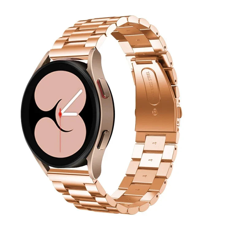 Flat Head Three-bead Stainless Steel Watch Band, For Samsung Galaxy Watch6 / 6 Classic