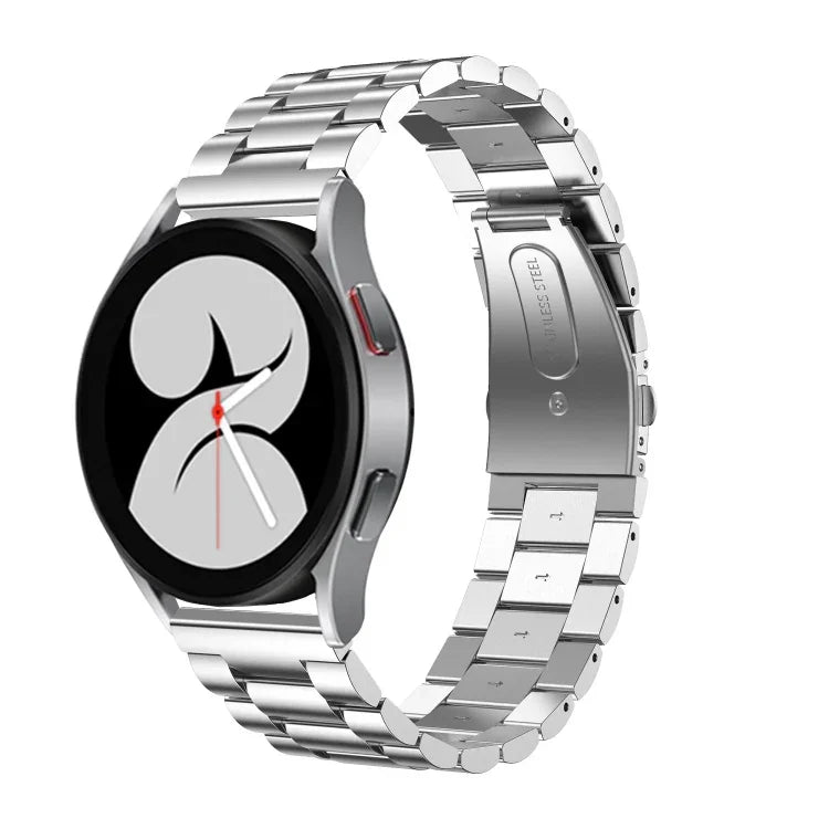 Flat Head Three-bead Stainless Steel Watch Band, For Samsung Galaxy Watch6 / 6 Classic