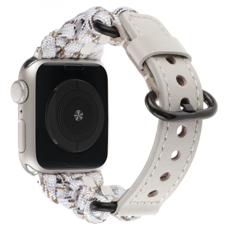 Paracord Genuine Leather Watch Band, For Apple Watch SE 40mm, For Apple Watch SE 44mm, For Apple Watch Series 6 40mm, For Apple Watch Series 6 44mm, For Apple Watch Series 5 44mm, For Apple Watch Series 5 40mm
