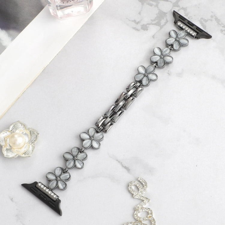 5-petaled Flower Zinc Alloy Chain Watch Band, For Apple Watch SE 2023 44mm, For Apple Watch SE 2023 40mm, For Apple Watch Ultra 2 49mm, For Apple Watch Series 9 45mm, For Apple Watch Series 9 41mm, For Apple Watch Ultra 49mm