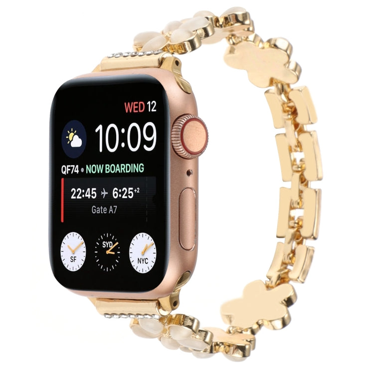 5-petaled Flower Zinc Alloy Chain Watch Band, For Apple Watch SE 40mm, For Apple Watch SE 44mm, For Apple Watch Series 6 40mm, For Apple Watch Series 6 44mm, For Apple Watch Series 5 44mm, For Apple Watch Series 5 40mm