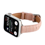 Slim Crocodile Leather Watch Band, For Apple Watch Series 8 41mm, For Apple Watch Series 8 45mm, For Apple Watch SE 2022 40mm, For Apple Watch SE 2022 44mm, For Apple Watch Series 7 41mm, For Apple Watch Series 7 45mm