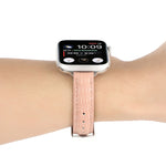 Slim Crocodile Leather Watch Band, For Apple Watch Series 8 41mm, For Apple Watch Series 8 45mm, For Apple Watch SE 2022 40mm, For Apple Watch SE 2022 44mm, For Apple Watch Series 7 41mm, For Apple Watch Series 7 45mm