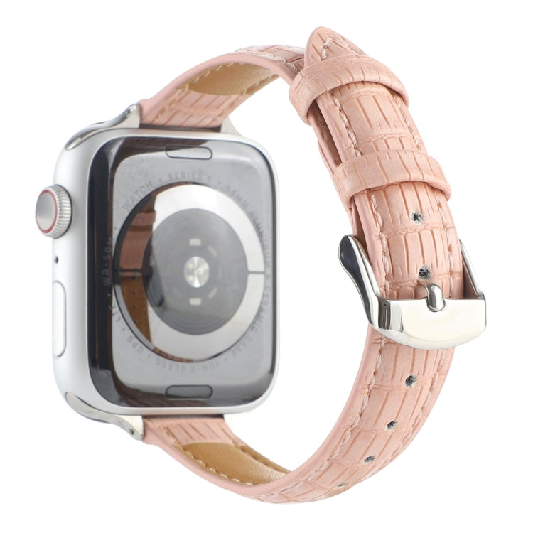 Slim Crocodile Leather Watch Band, For Apple Watch 42mm, For Apple Watch 38mm
