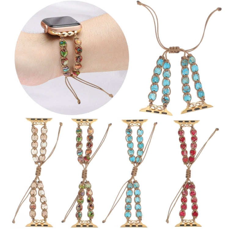 Heart Stones Drawstring Chain Watch Band, For Apple Watch SE 40mm, For Apple Watch SE 44mm, For Apple Watch Series 6 40mm, For Apple Watch Series 6 44mm, For Apple Watch Series 5 44mm, For Apple Watch Series 5 40mm, For Apple Watch Series 4 44mm       ...