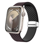Carbon Fiber Magnetic Silver Buckle Watch Band, For Apple Watch Series 9 45mm, For Apple Watch Series 9 41mm, For Apple Watch Ultra 49mm