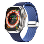 Carbon Fiber Magnetic Silver Buckle Watch Band, For Apple Watch Series 9 45mm, For Apple Watch Series 9 41mm, For Apple Watch Ultra 49mm