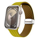 Carbon Fiber Magnetic Silver Buckle Watch Band, For Apple Watch Series 8 41mm, For Apple Watch Series 8 45mm, For Apple Watch SE 2022 40mm