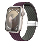 Carbon Fiber Magnetic Silver Buckle Watch Band, For Apple Watch Series 8 41mm, For Apple Watch Series 8 45mm, For Apple Watch SE 2022 40mm